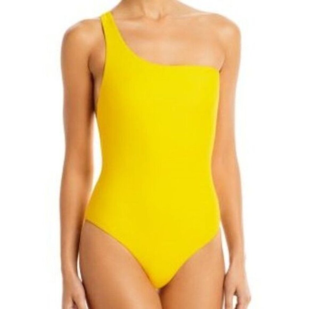 Jade Evolve One-Piece Swim Canary Yellow One-Shoulder Small NWT